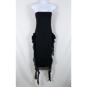 SHESEEWORLD Euro Summer Romantic Strapless Cocktail Dress Womens S Ruffles Black